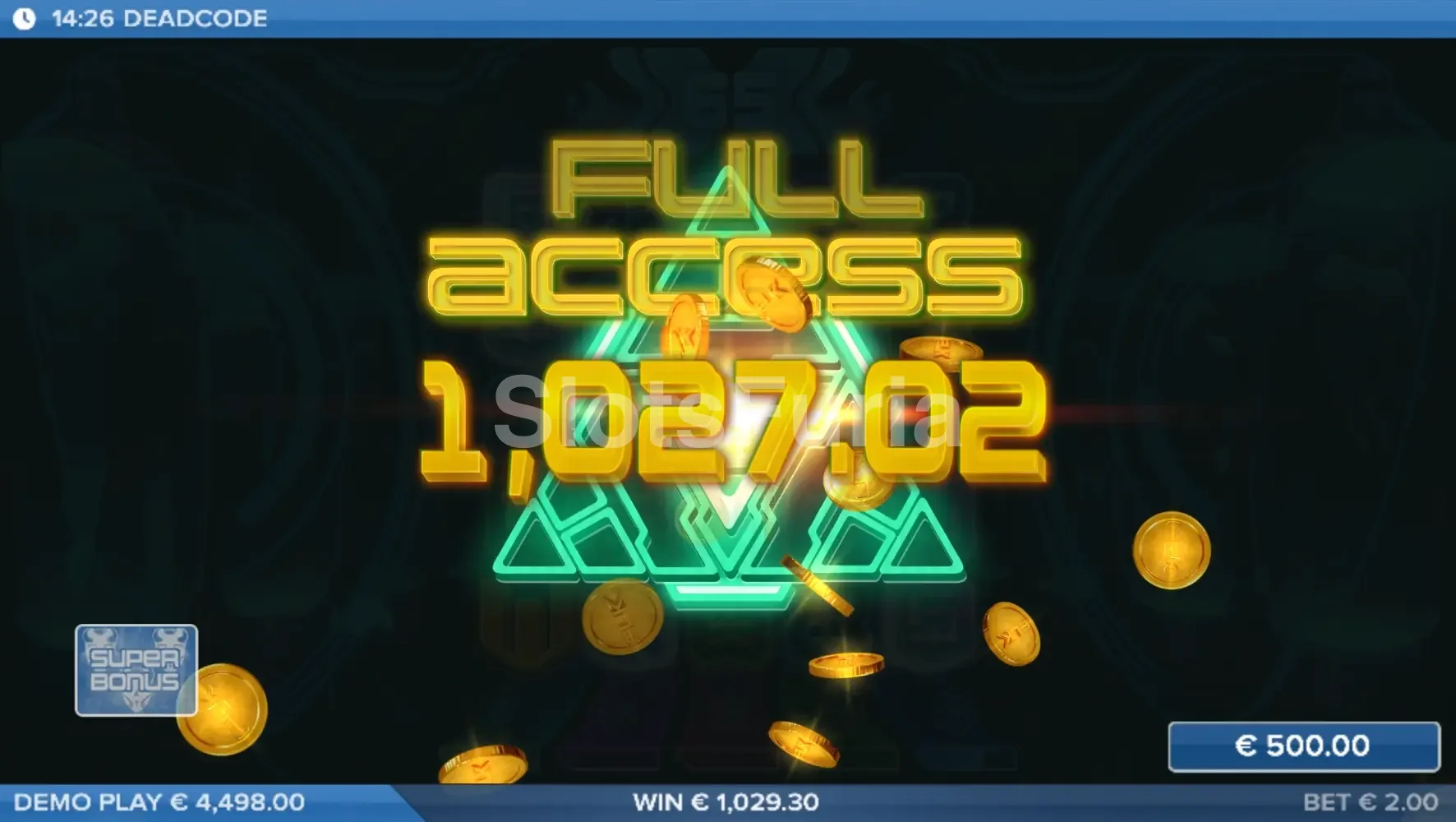 Gran victoria en Deadcode con multiplicador en máximos