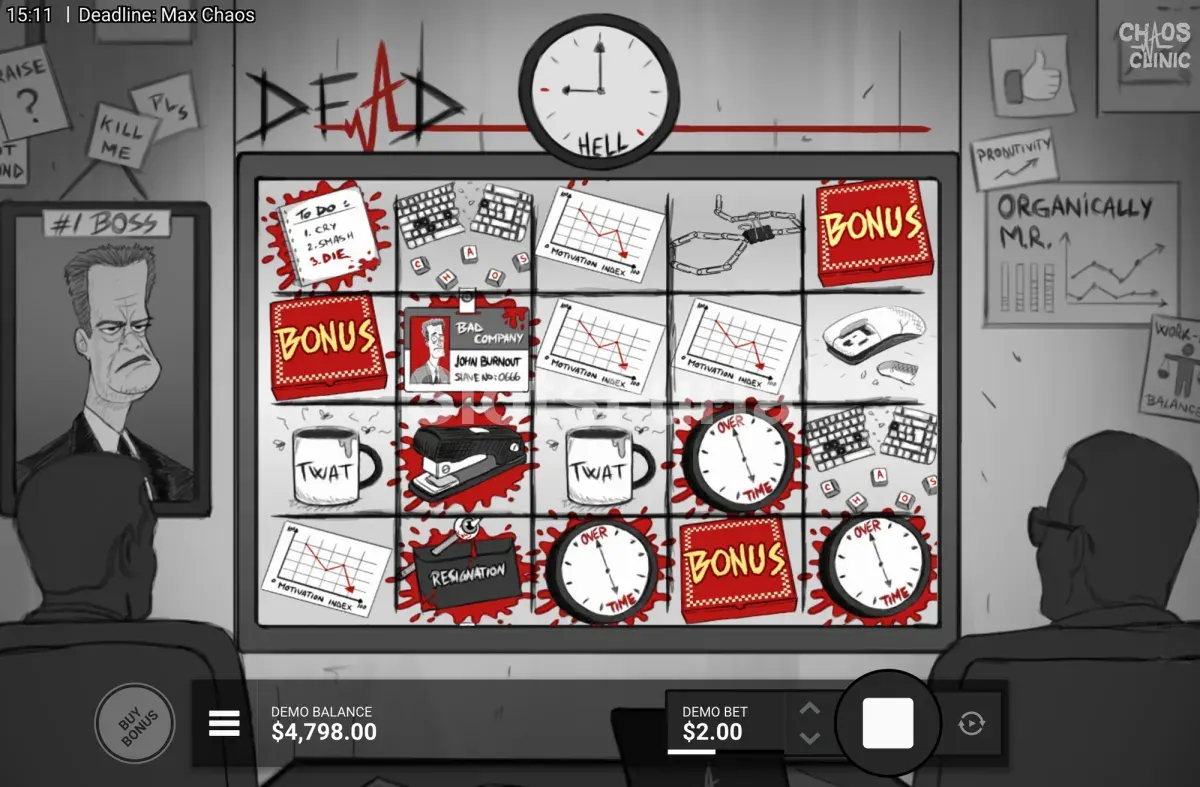 Scatters de caja de pizza en Deadline Max Chaos