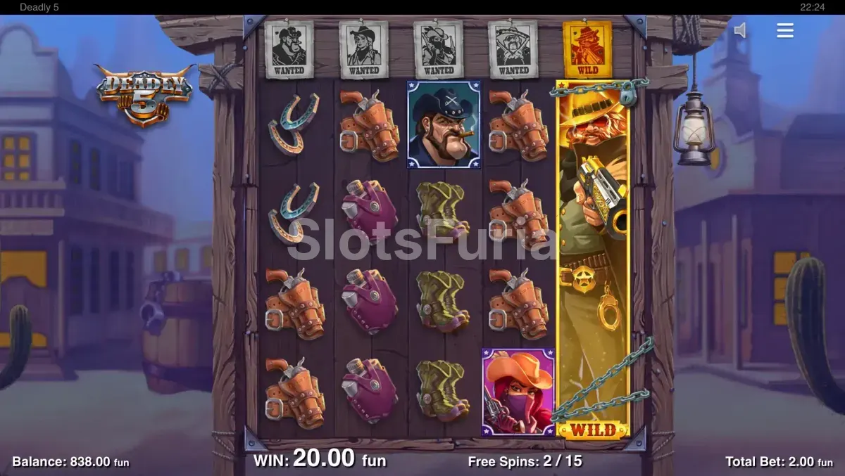 Ronda de giros gratuitos activada en Deadly 5