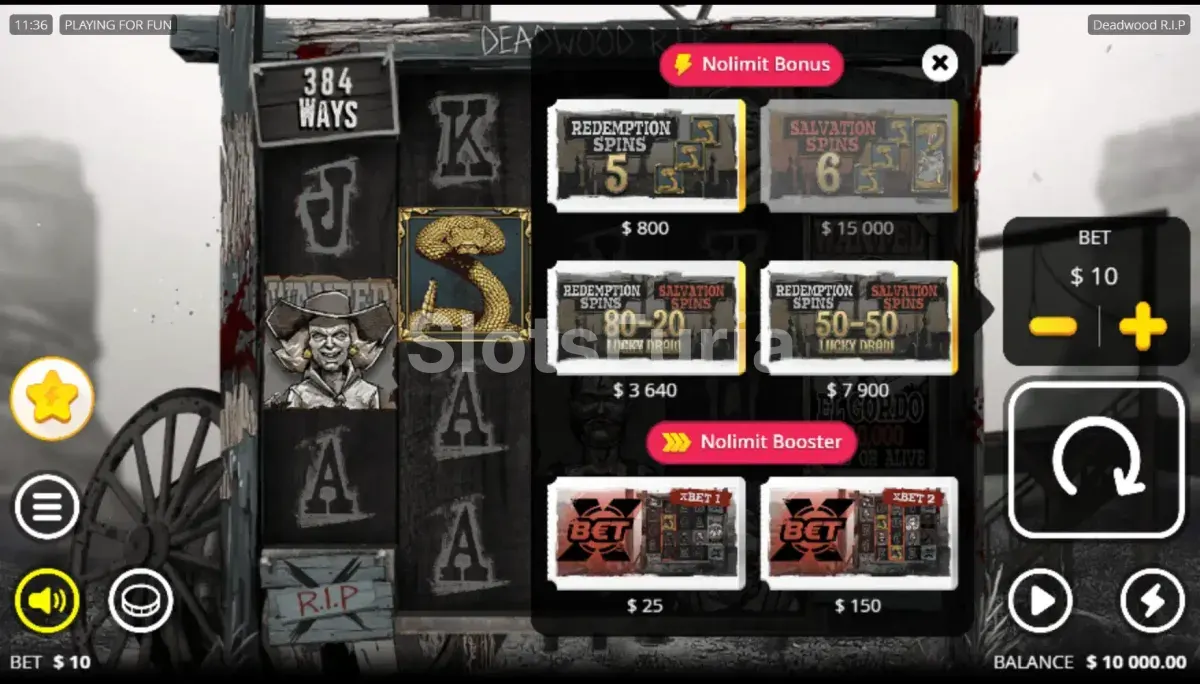 Opciones de compra de bonus en Deadwood R.I.P.