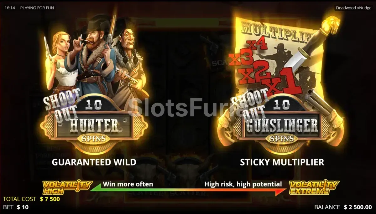 Giros gratis de Deadwood con xNudge Wilds en pantalla