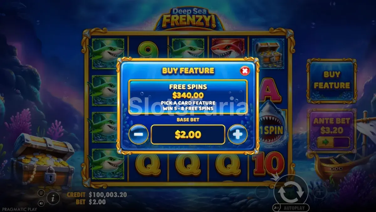 Función de compra de bonus en Deep Sea Frenzy