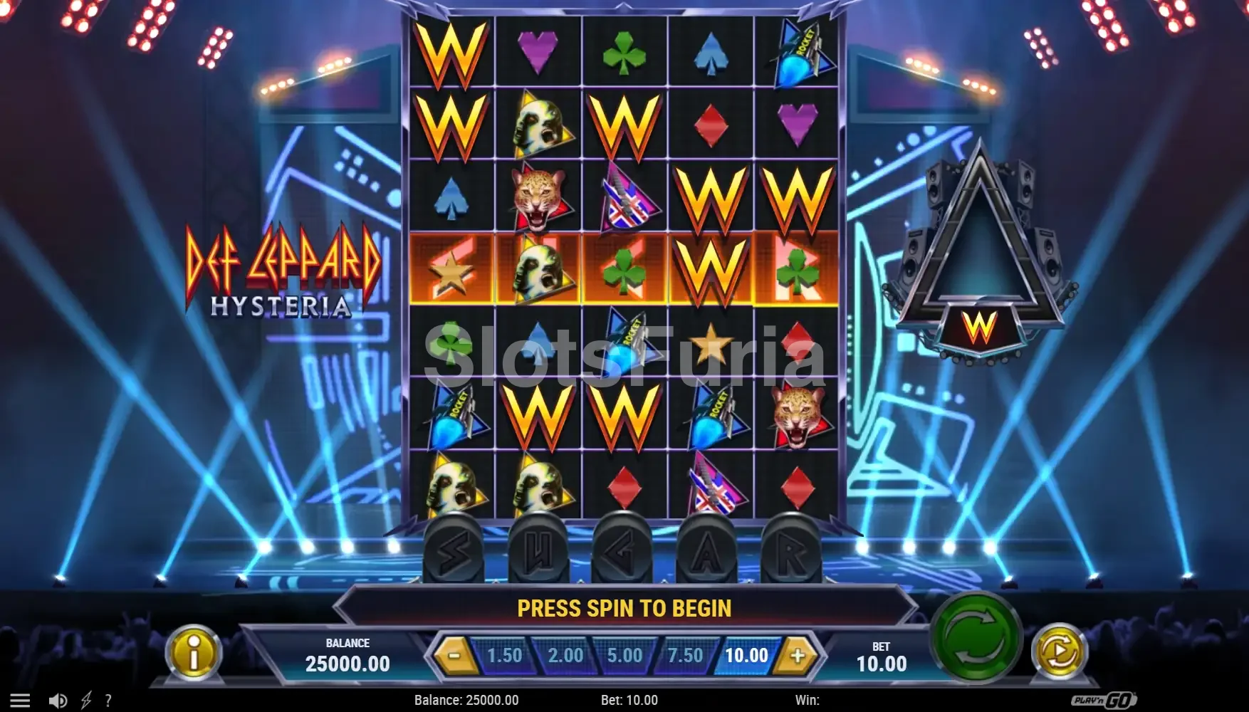 Juego base de Def Leppard Hysteria con la cuadrícula de 5x7