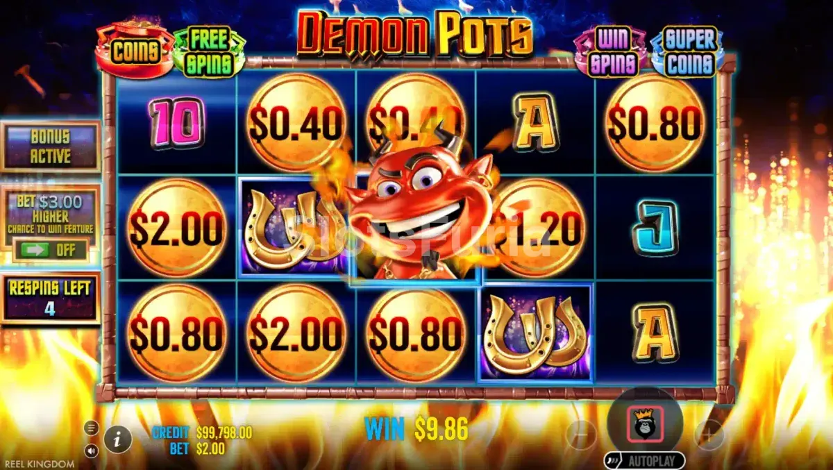 Ronda de giros gratuitos de Demon Pots con multiplicadores activos