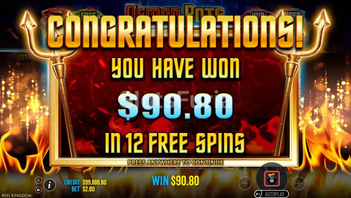 Gran victoria conseguida en Demon Pots con multiplicadores al máximo