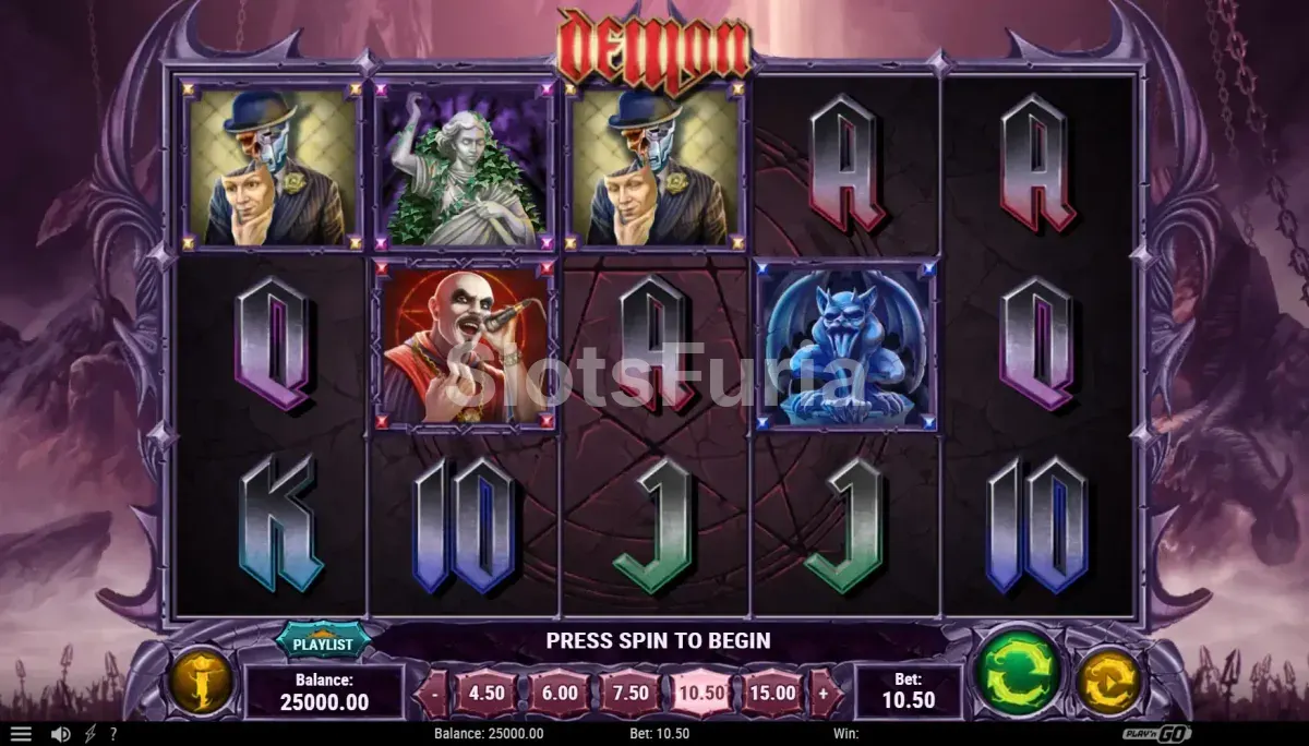 Pantalla del juego base de Demon con la grilla vertical