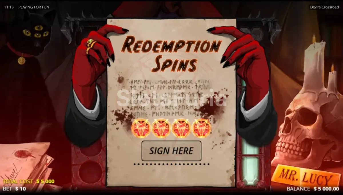 Ronda de giros gratuitos activada en Devil's Crossroad