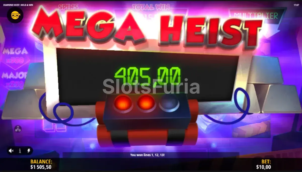 Gran victoria conseguida en Diamond Heist Hold & Win