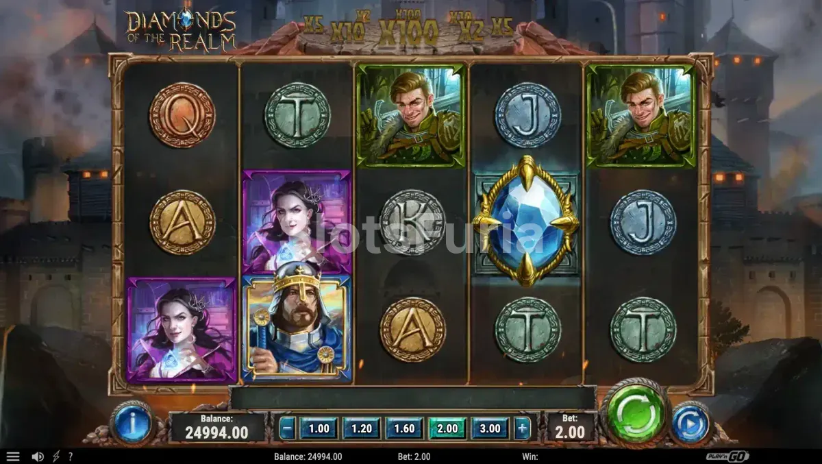 Segunda vista del juego base de Diamonds of the Realm con rodillos en acción