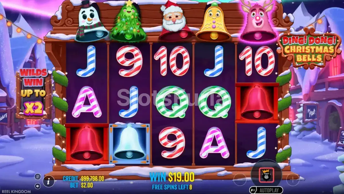 Ronda de giros gratis en acción de Ding Dong Christmas Bells