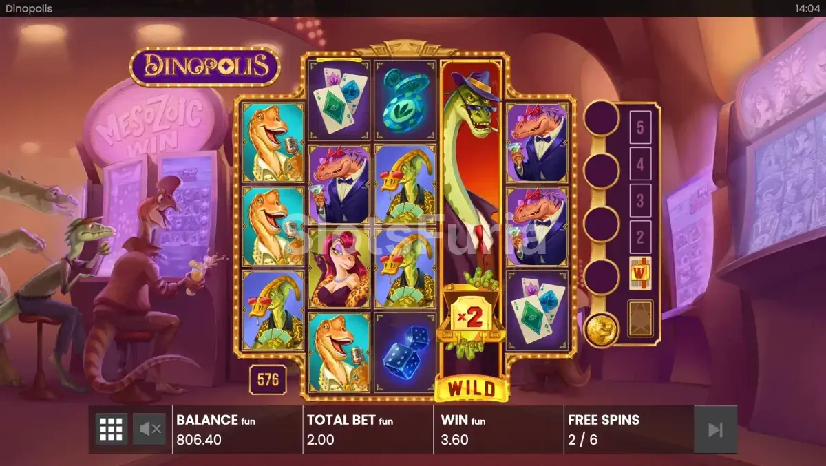 Giros gratis del Dino Bonus en Dinopolis
