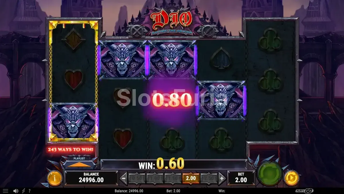 Segunda vista del juego base de Dio Killing the Dragon con los wilds activos