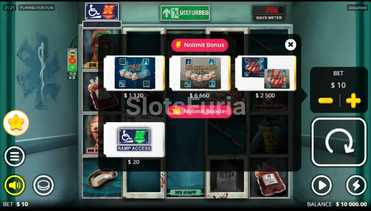 Menú de compra de bono de Disturbed con tres opciones