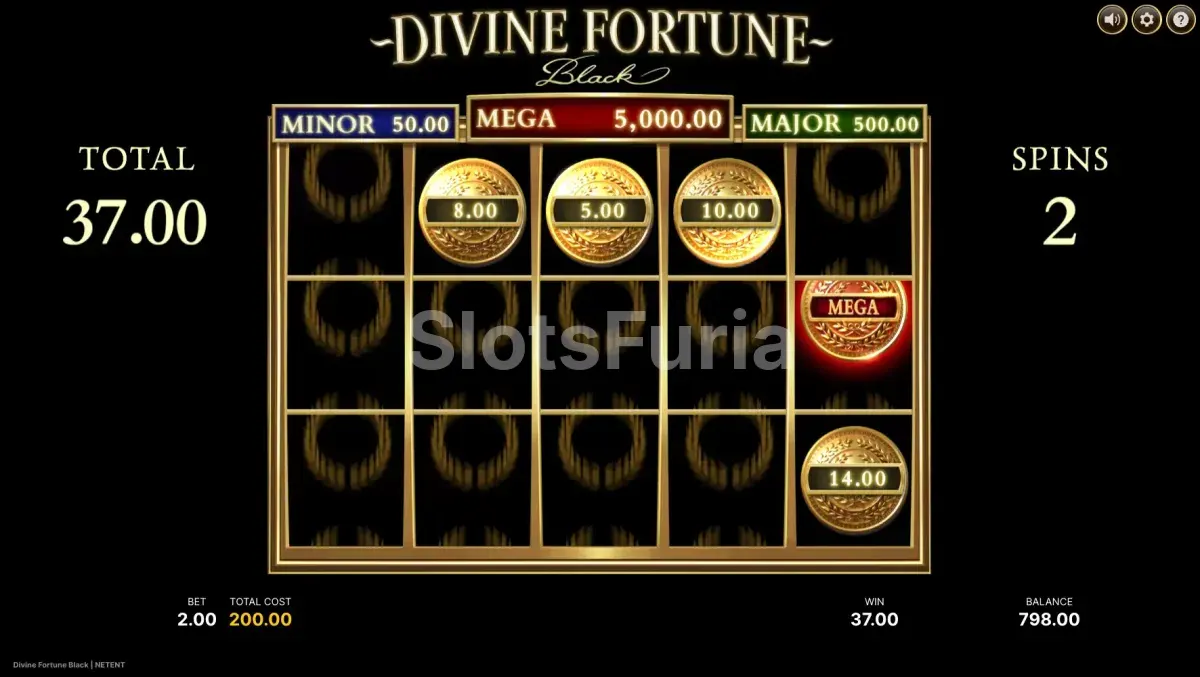Tiradas gratuitas activadas en Divine Fortune Black