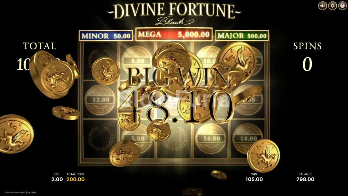 Gran victoria épica en Divine Fortune Black
