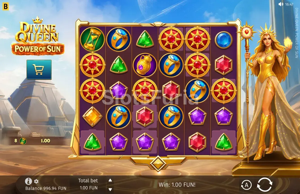 Juego base de Divine Queen Power of Sun con la cuadrícula de 6 rodillos
