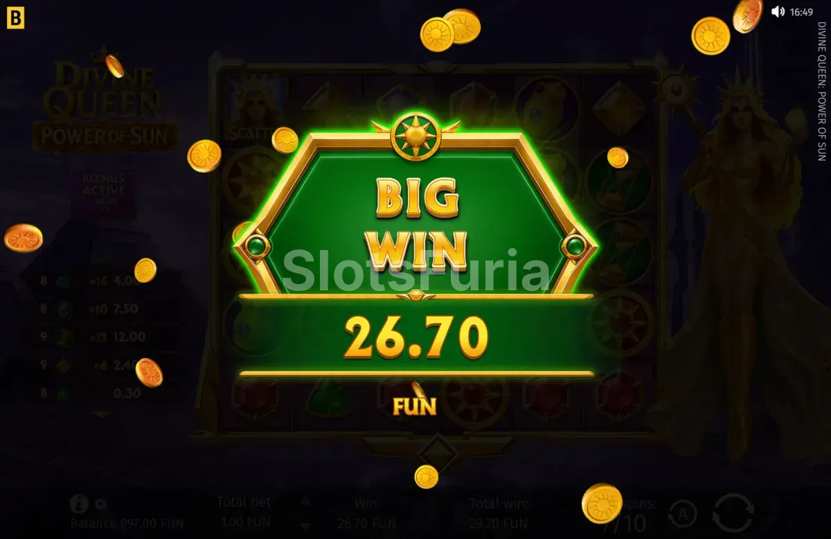 Gran ganancia en Divine Queen Power of Sun con multiplicadores acumulados