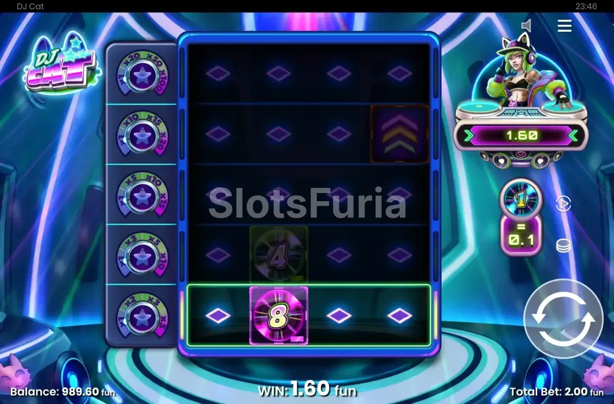 Pantalla principal del juego DJ Cat de Push Gaming