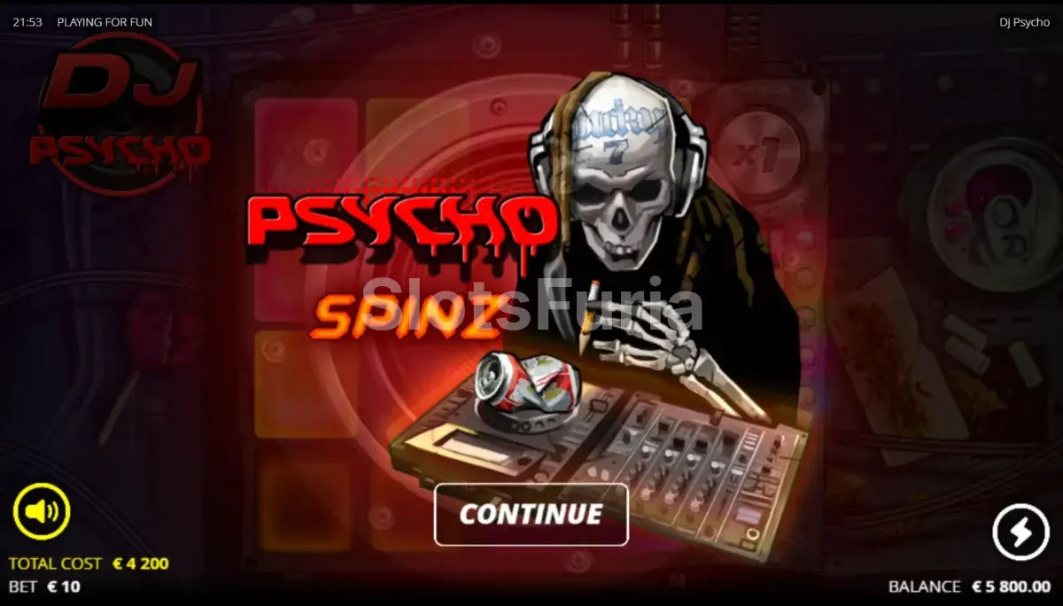 Ronda de giros gratis activa en DJ Psycho