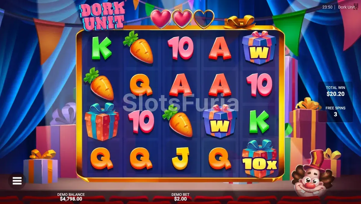 Ronda de giros gratis de Dork Unit en plena acción