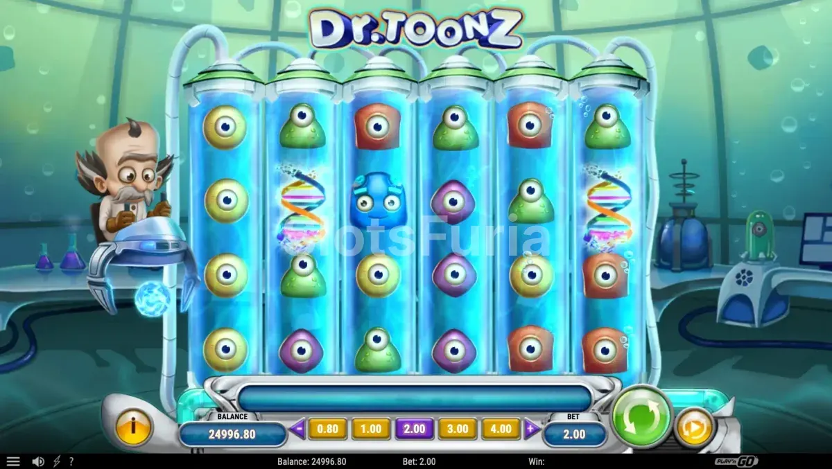 Juego base de Dr Toonz con laboratorio submarino y criaturas alienígenas