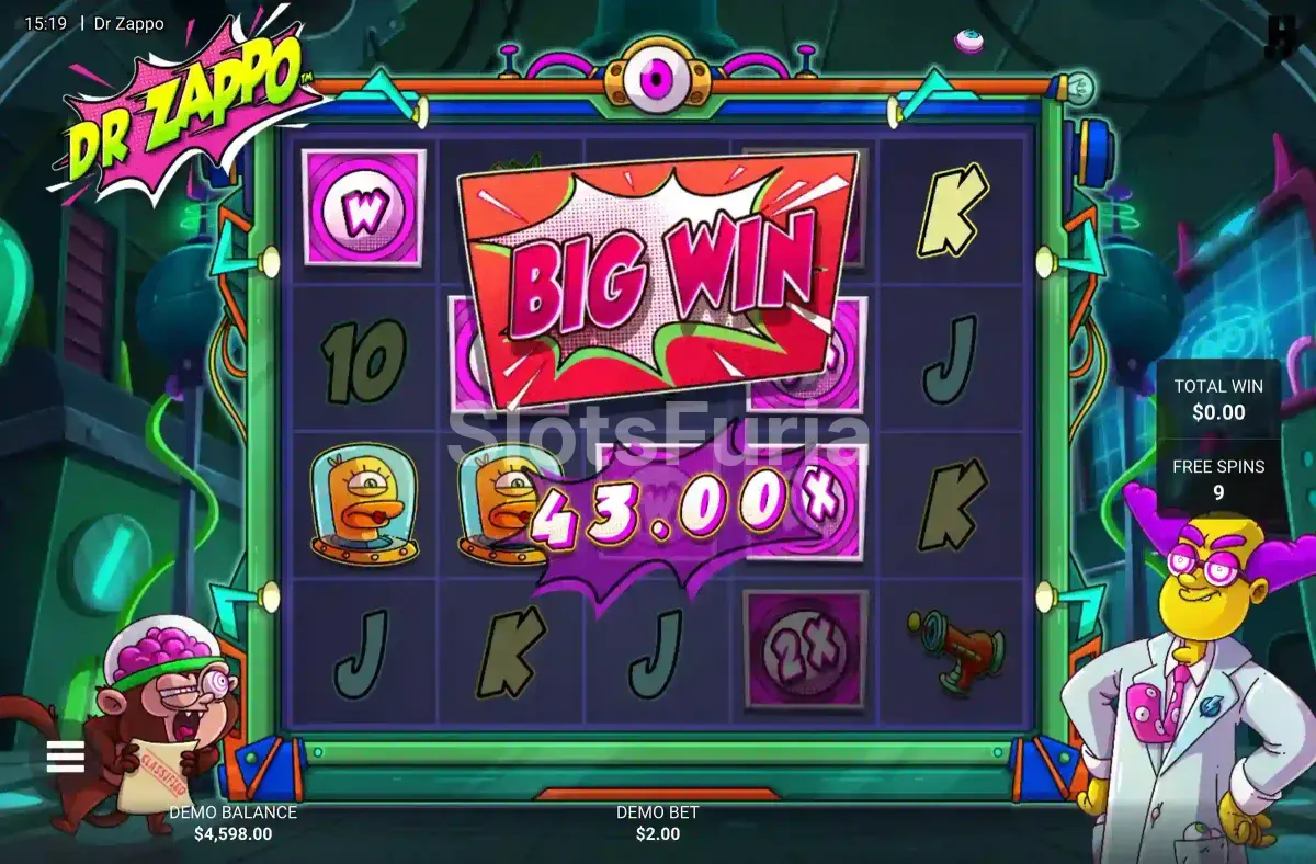 Gran victoria con multiplicador acumulado en Dr Zappo