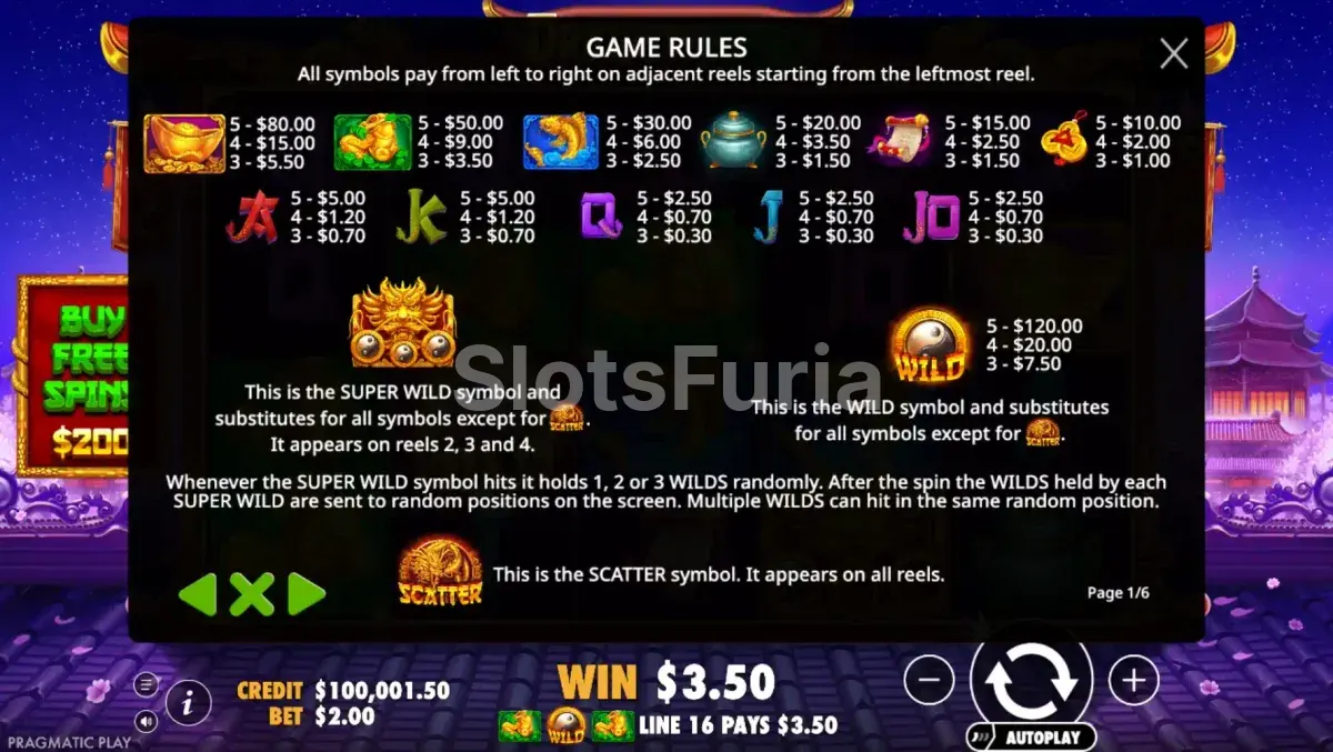 Tabla de pagos completa de Dragon Hero Pragmatic Play