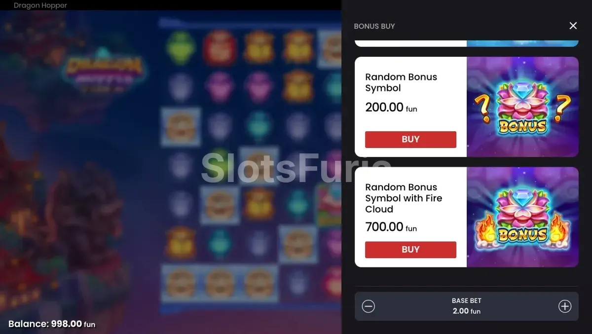 Opción de compra de bono en Dragon Hopper de Push Gaming