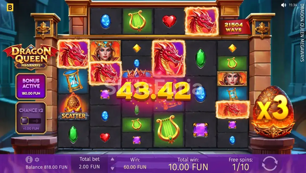 Ronda de giros gratuitos en Dragon Queen Megaways con multiplicadores activos