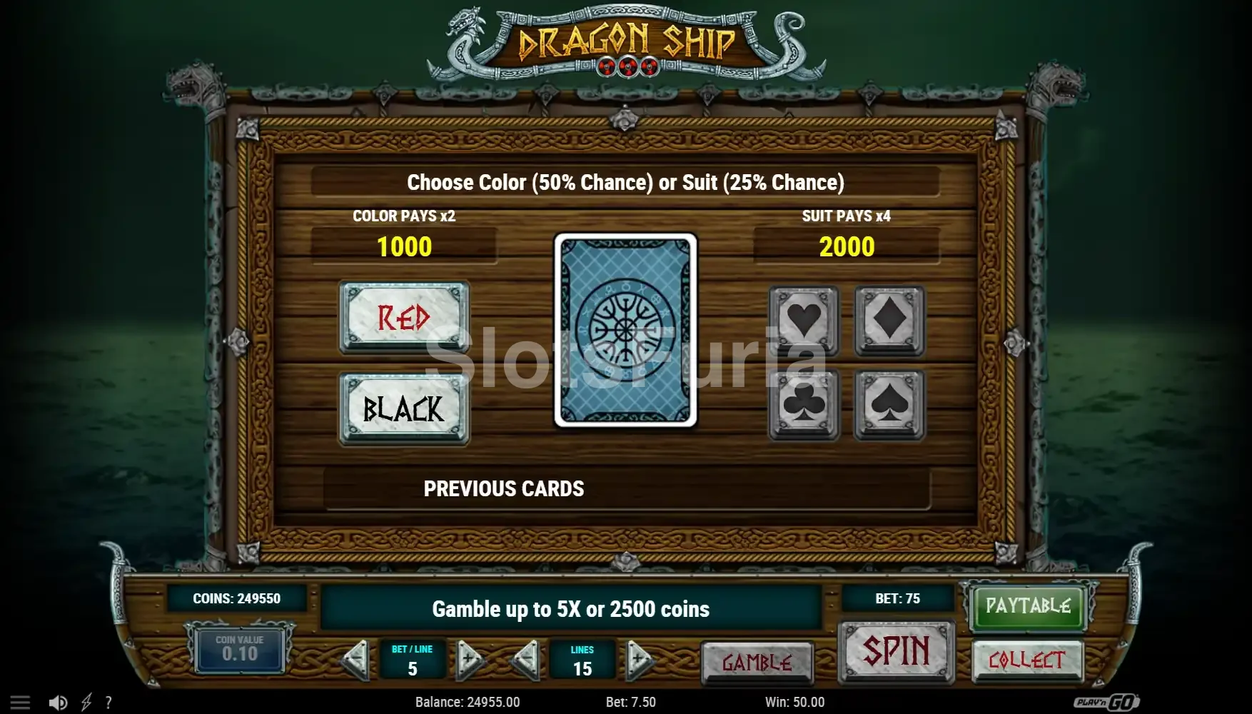 Función gamble de Dragon Ship para doblar las ganancias