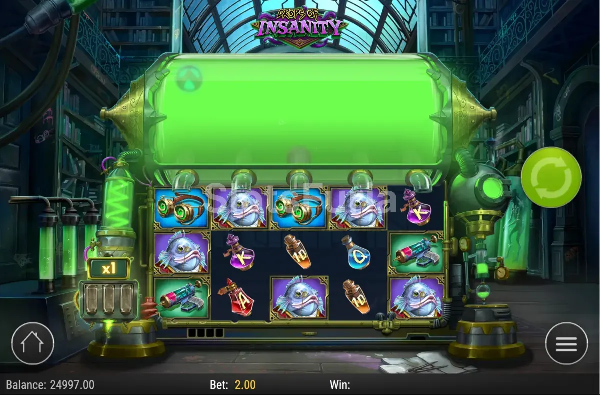 Juego base de Drops of Insanity con la cuadrícula superior de reserva