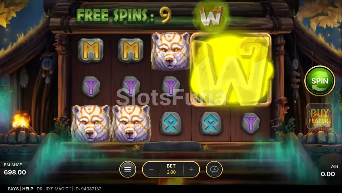 Tiradas gratuitas activadas en Druid's Magic con wild activo