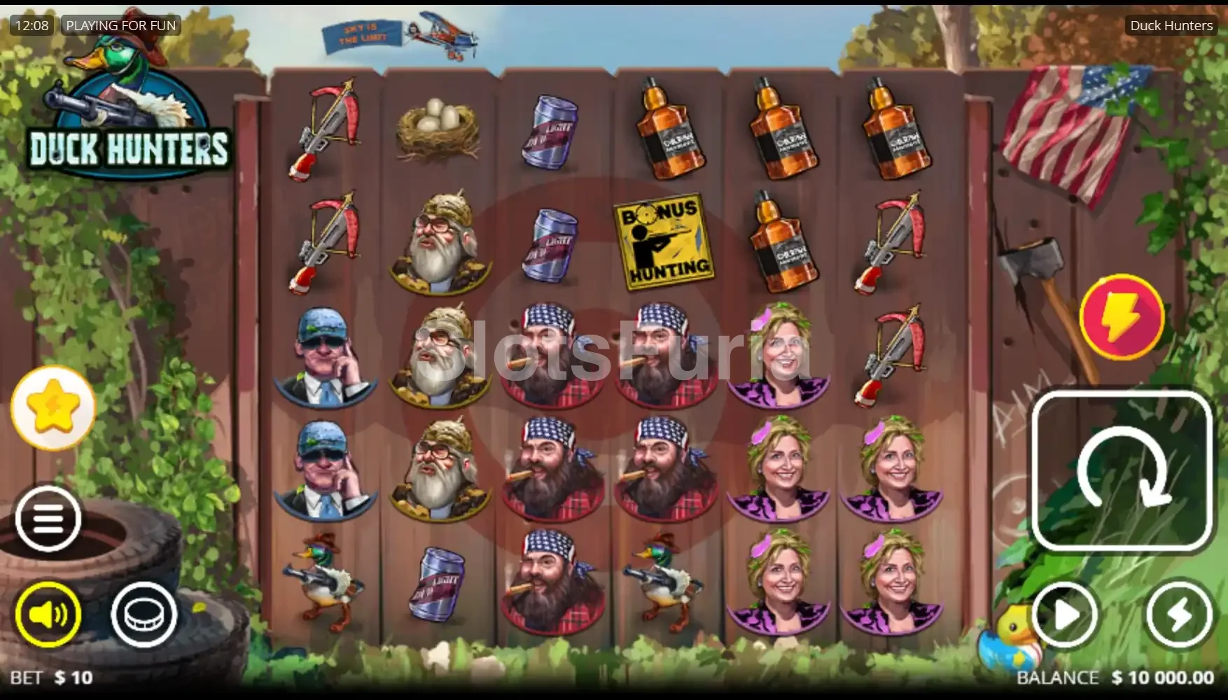 Pantalla principal del juego base en Duck Hunters de Nolimit City