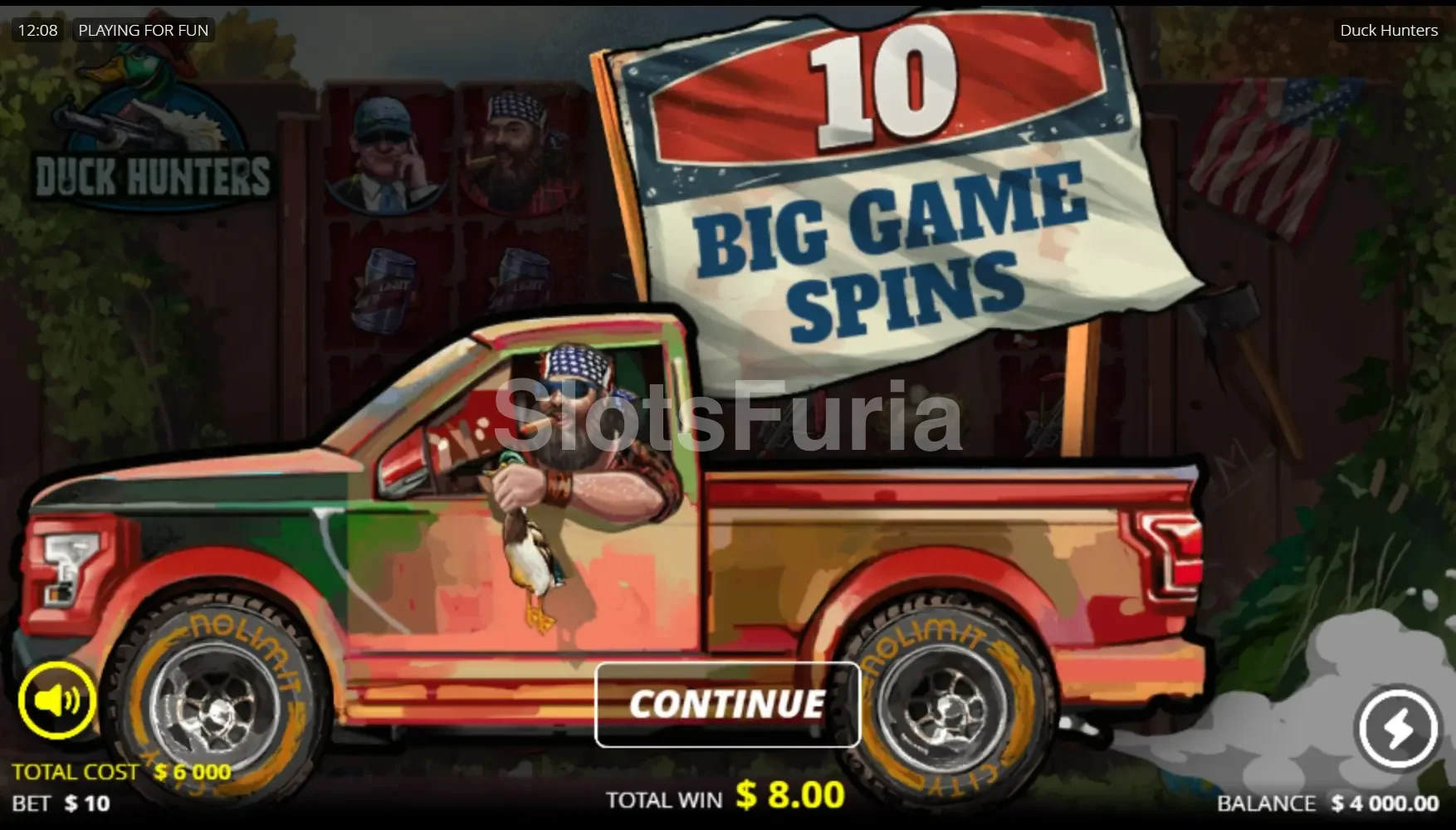 Ronda de giros gratis activa en Duck Hunters con multiplicadores en pantalla