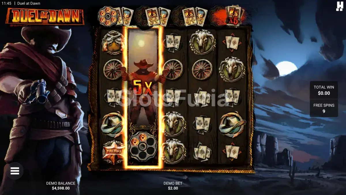 Feature de giros gratuitos Dusk Til Dawn en acción en Duel At Dawn