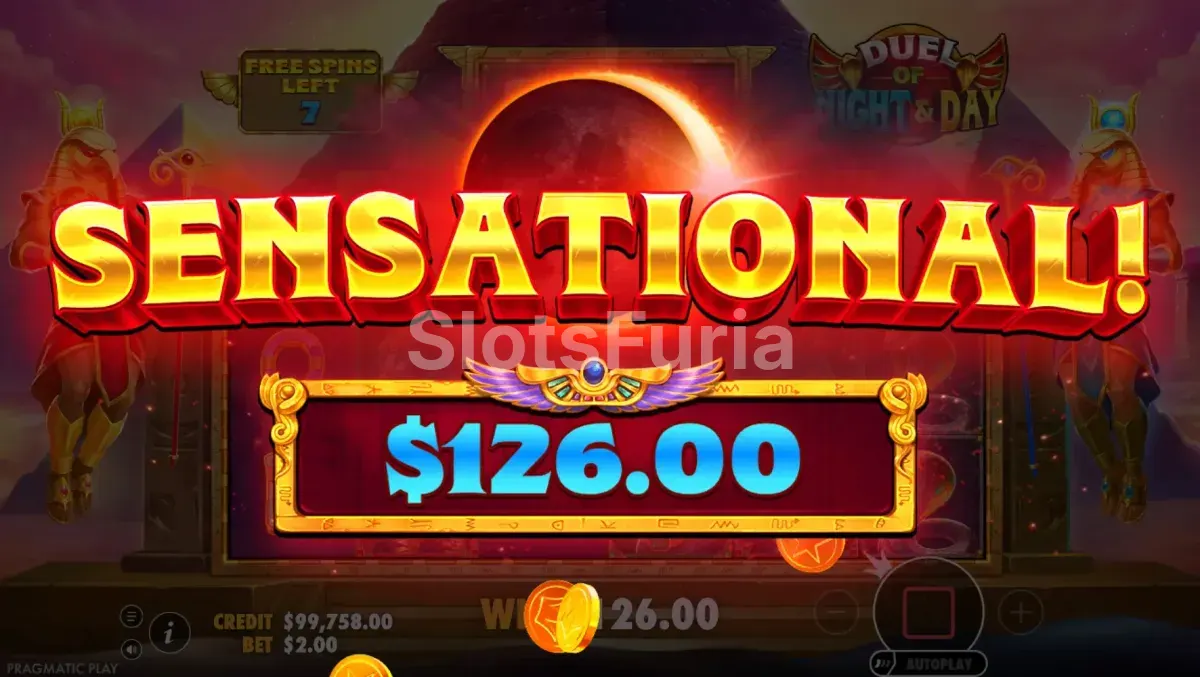Gran victoria conseguida en Duel of Night & Day con multiplicadores al máximo