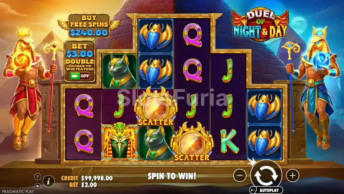 Juego base de Duel of Night & Day con la pantalla dividida entre el día y la noche