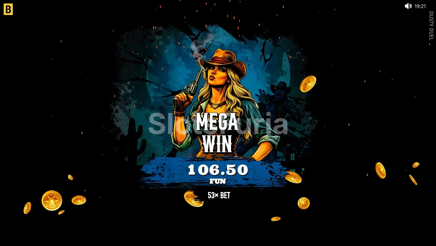 Gran ganancia en Dusty Duel con el multiplicador en su punto máximo