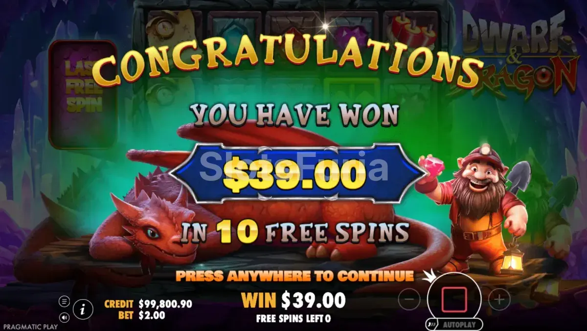 Gran victoria conseguida en la tragamonedas Dwarf & Dragon