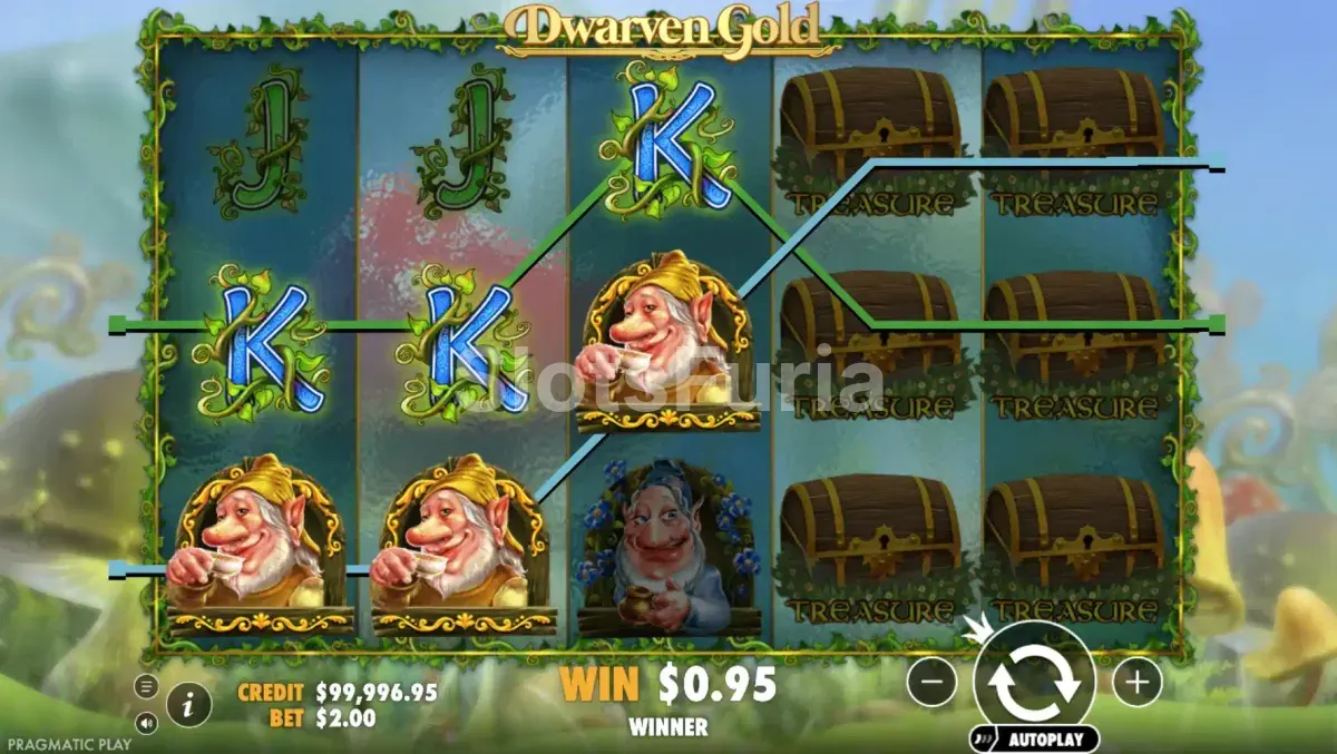 Segunda vista del juego base de Dwarven Gold con símbolos especiales activos
