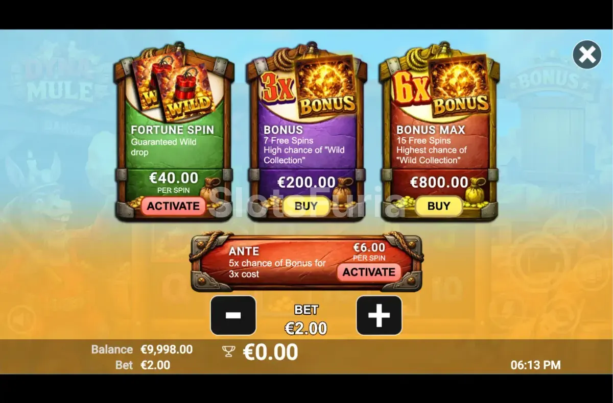 Menú de compra de bonus en Dyna Mule de Avatar UX