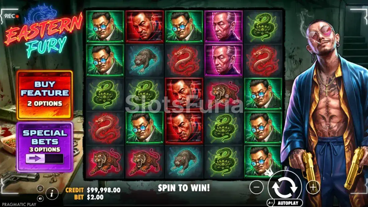 Juego base de Eastern Fury con la cuadrícula de 5x5