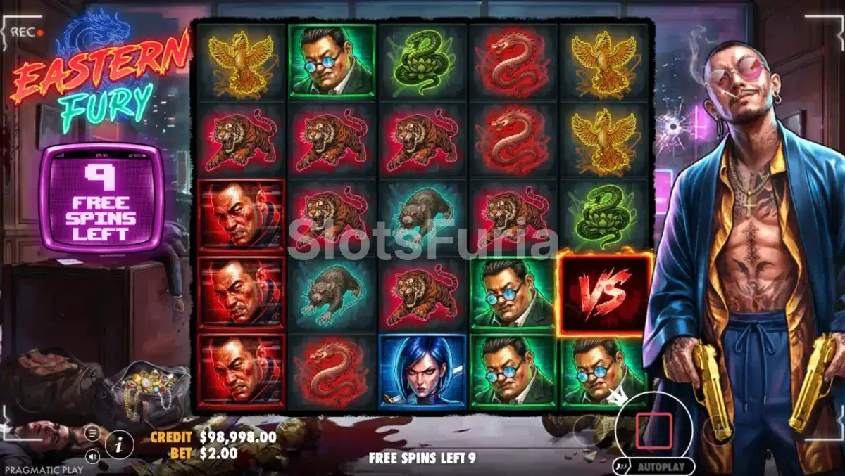 Ronda de giros gratis de Eastern Fury con Expanding Wild