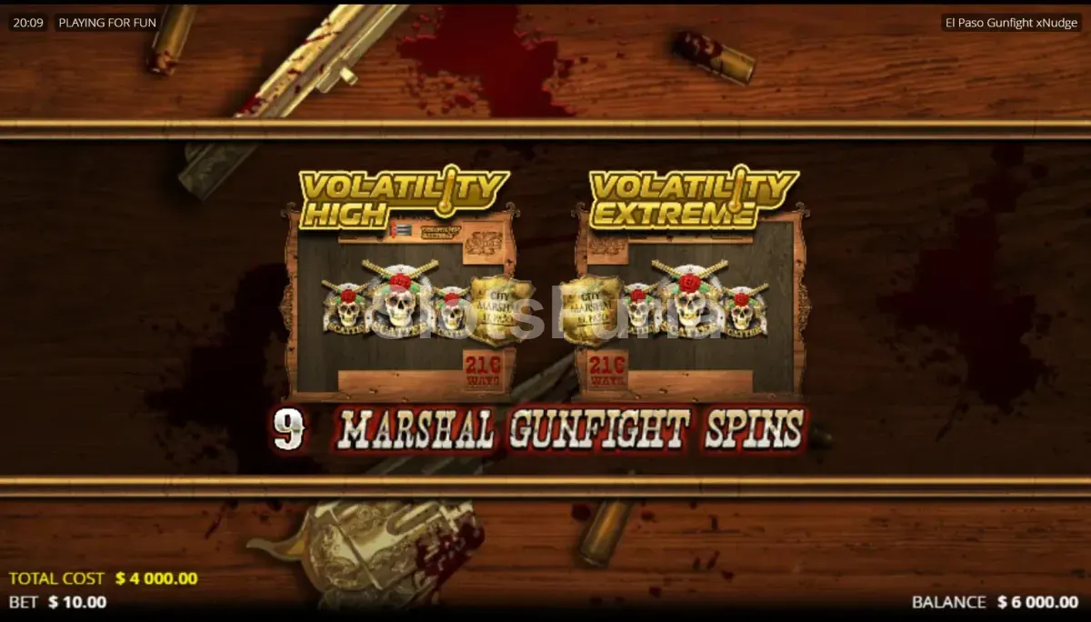 Ronda de giros gratuitos de El Paso Gunfight xNudge con multiplicadores activos