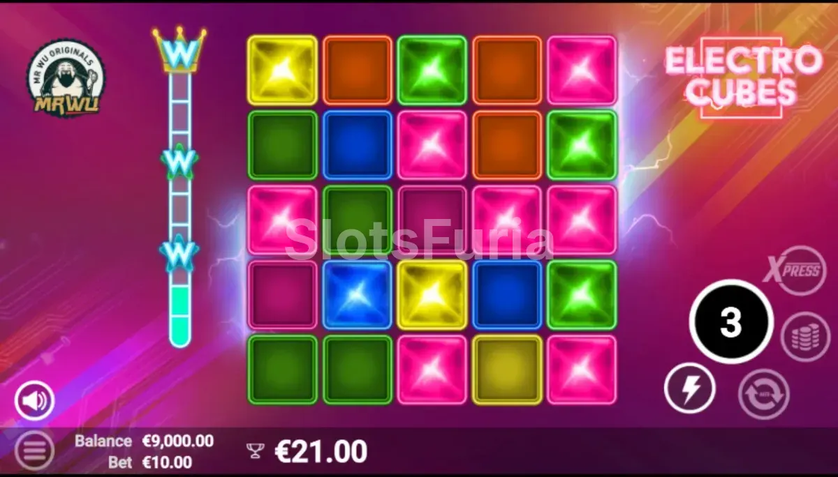 Ronda de giros gratis de Electro Cubes con multiplicadores activos