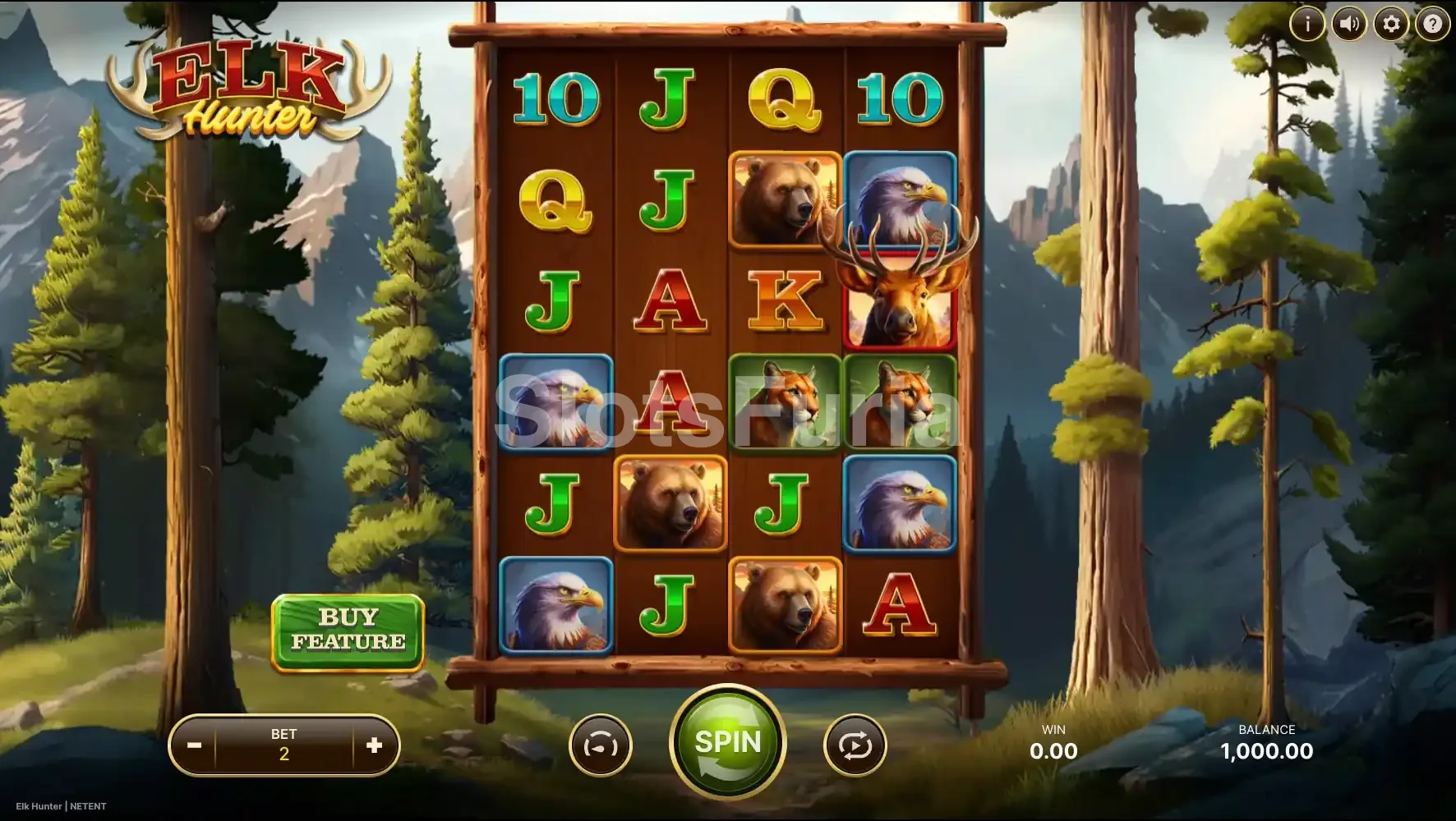 Pantalla principal del juego Elk Hunter en plena acción