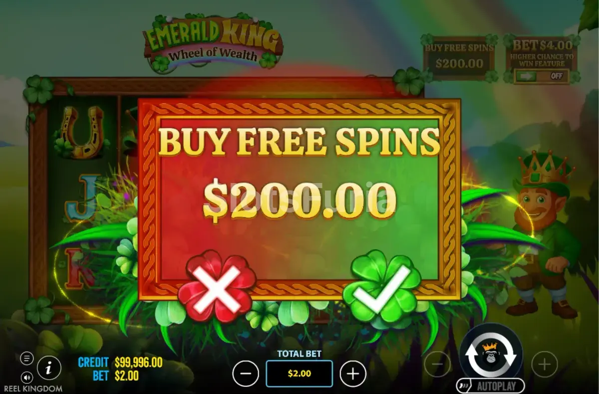 Función de compra de bonus en Emerald King Wheel of Wealth