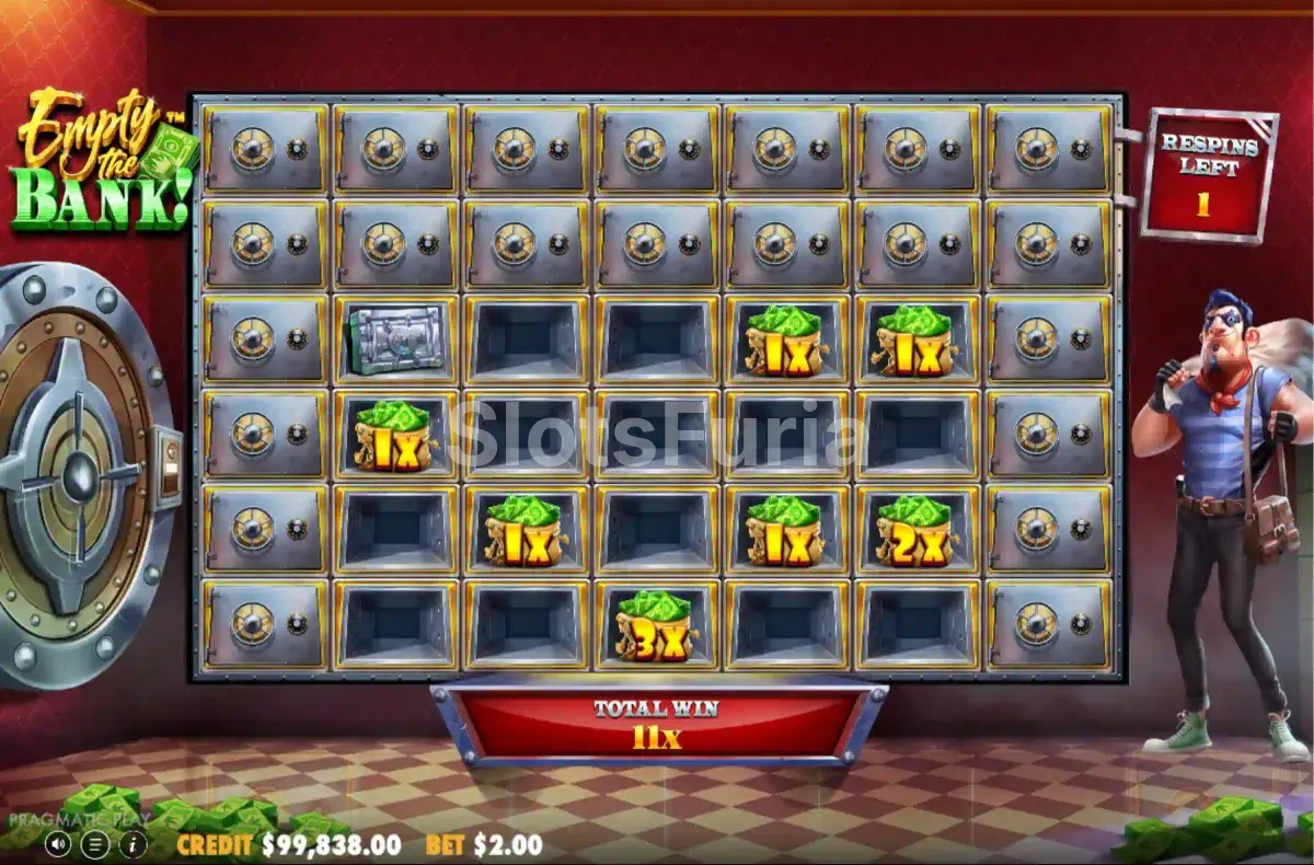 Ronda de giros gratis activada en Empty the Bank Pragmatic Play