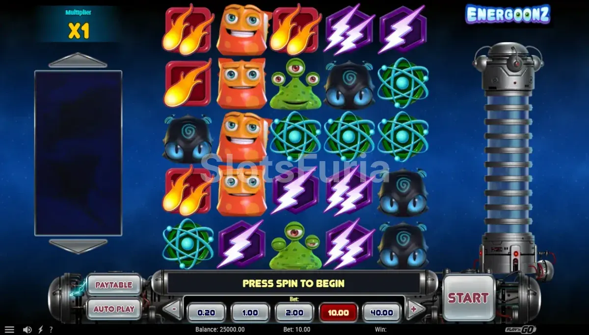 Pantalla principal del juego base de Energoonz