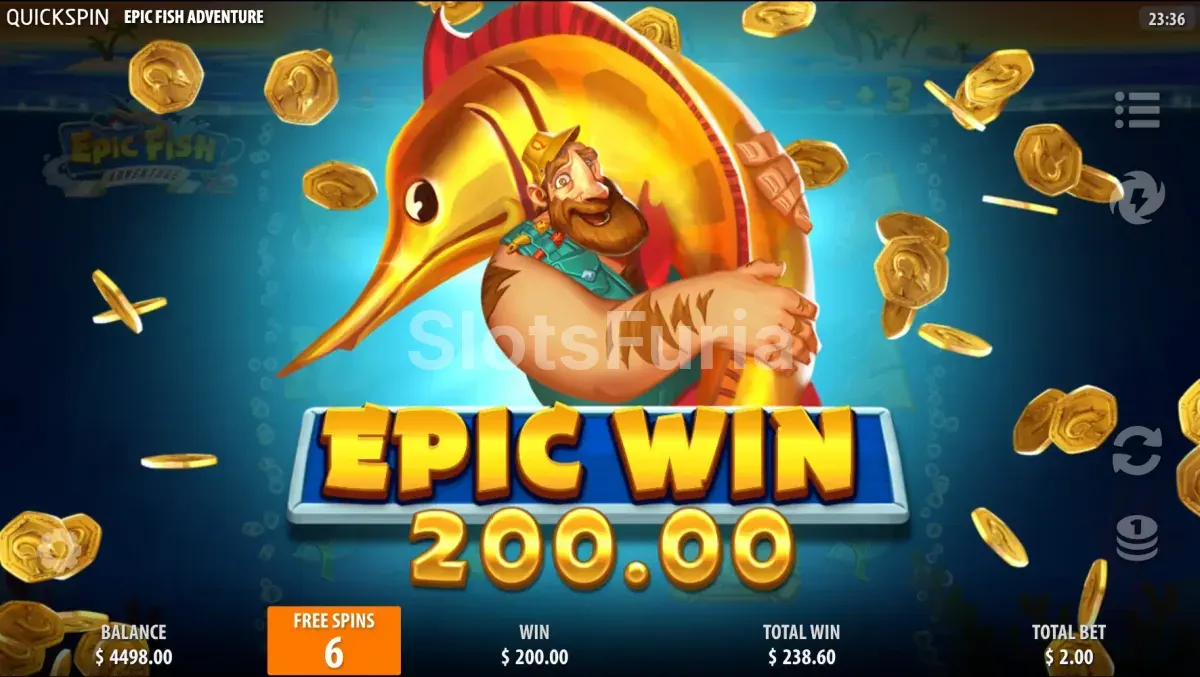 Gran victoria conseguida en Epic Fish Adventure de Quickspin